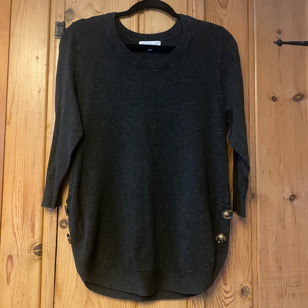 Grey Sweater with Button Accents